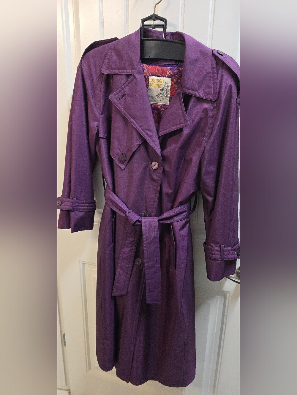 London Towne Women's Purple Trench Coat Sz 4P